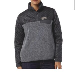 Patagonia Mixed Media Snap-T Pullover Quilted Medium Black Grey 40th Anniversary